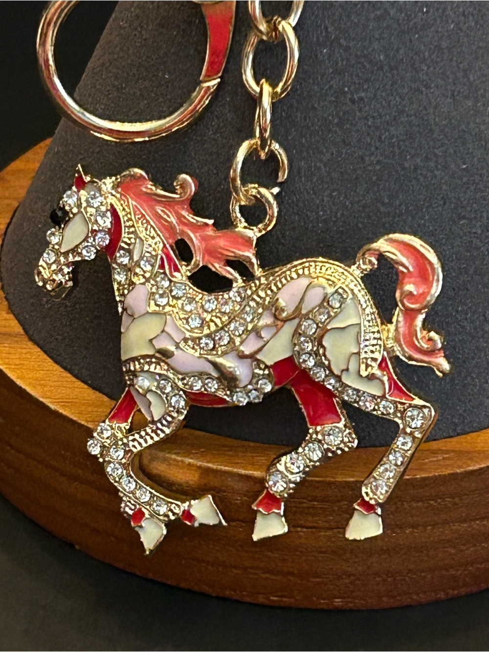 Gold or Silver Hardware w/Colorful Crystal Trotting Horse 🐎 Bag Charm Keychain